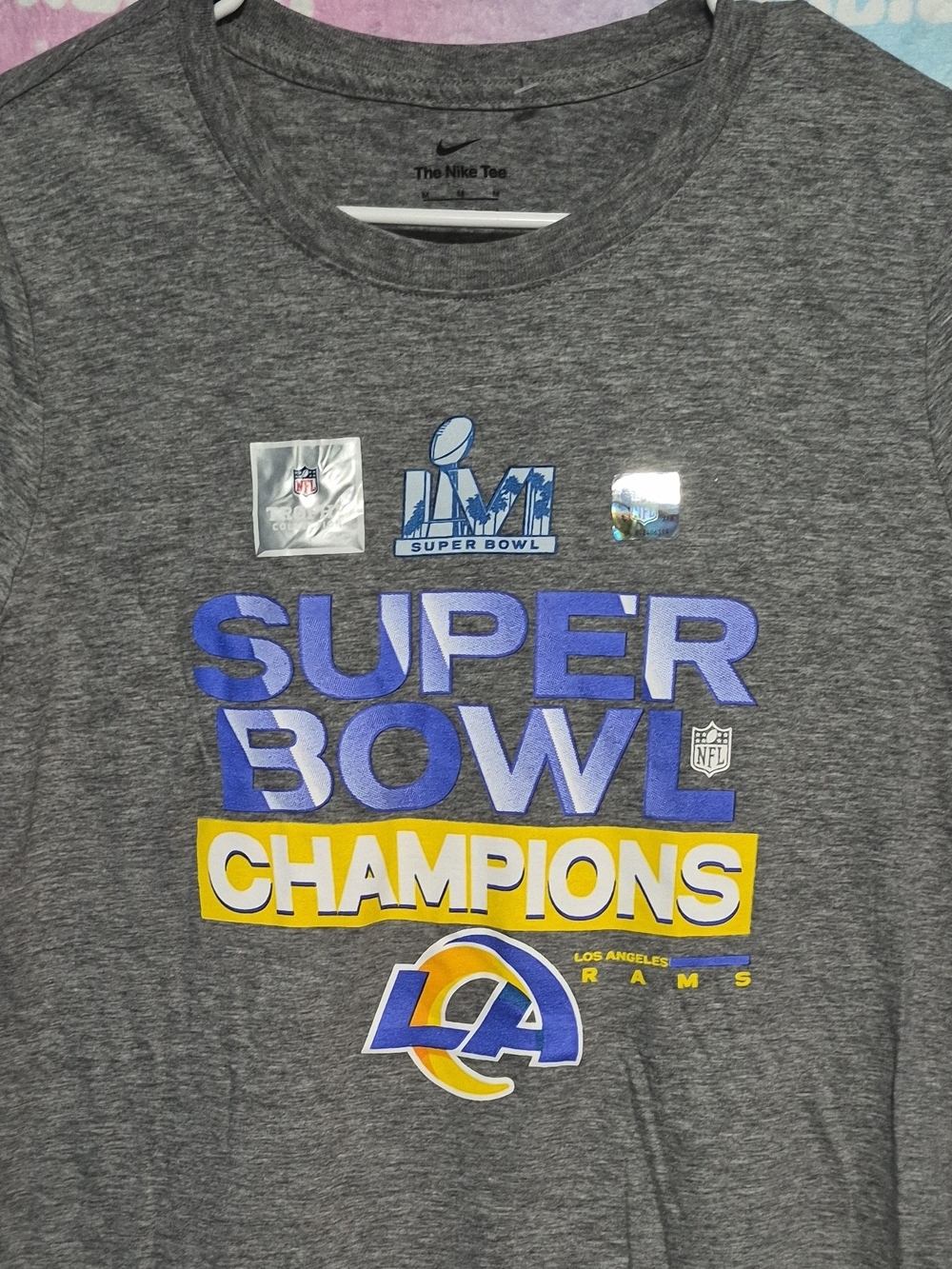 Nike Men’s Gray Los Angeles Rams Super Bowl Champions T-Shirt